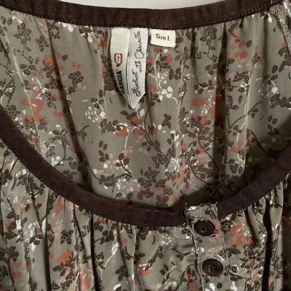 Floral Print Dress with Brown Accents - Picture 2 of 3